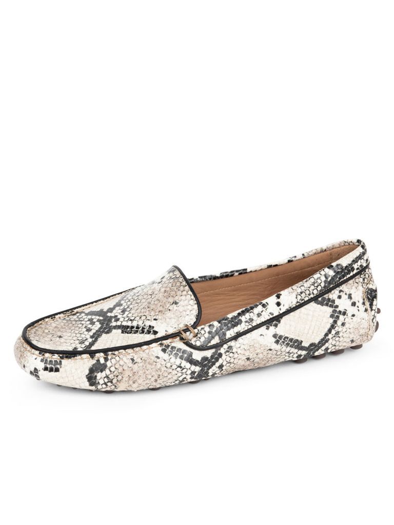 Women's Neutrals Jill Piped Driving Moccasin Natural Snake Leather 4 Uk Patricia Green