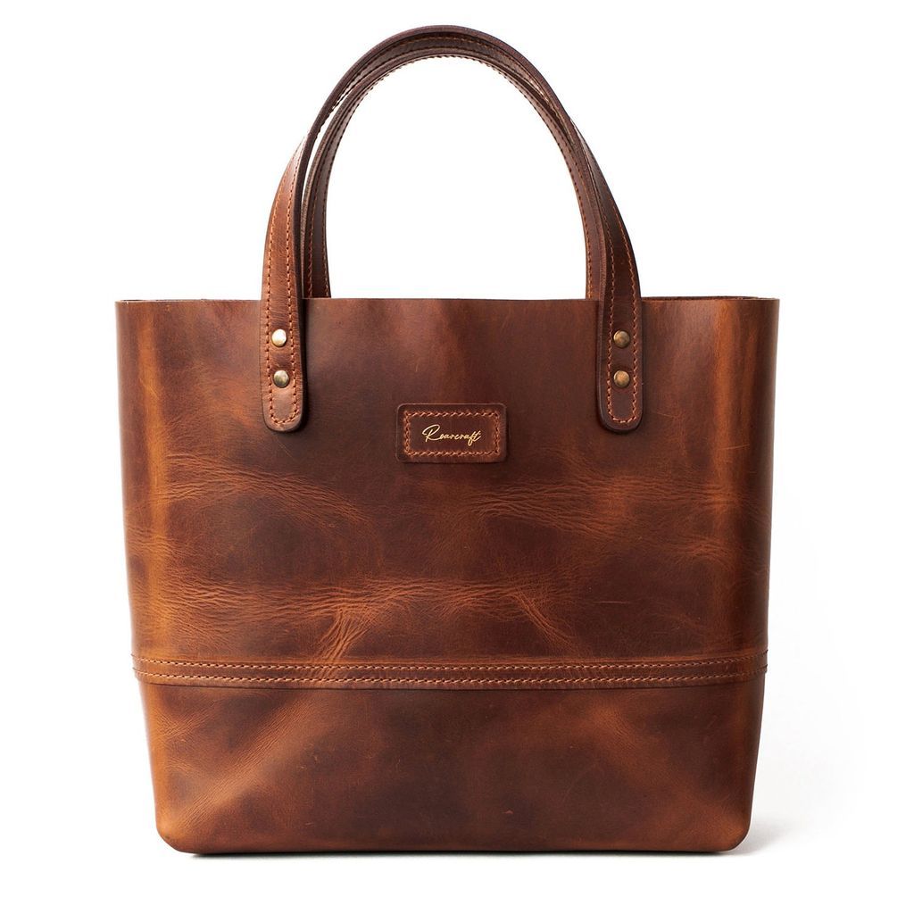 Women's Leather Tote Bag - Brown One Size Roarcraft