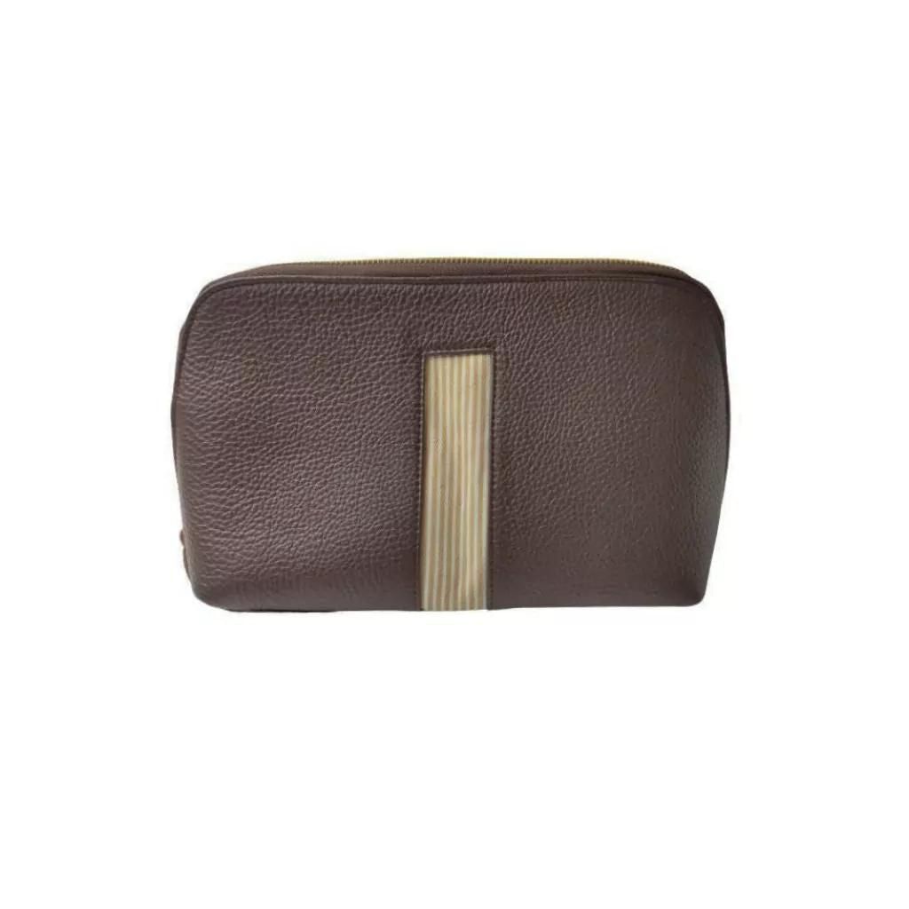 Women's Neutrals / White / Brown Sustainable Leather Pouch - Brown, Neutrals, White KAPDAA - The Offcut Company