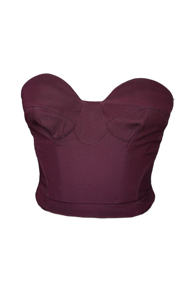 Women's Pink / Purple Up-Cycled Plum Bustier Strapless Crop Top Extra Small Formula S7