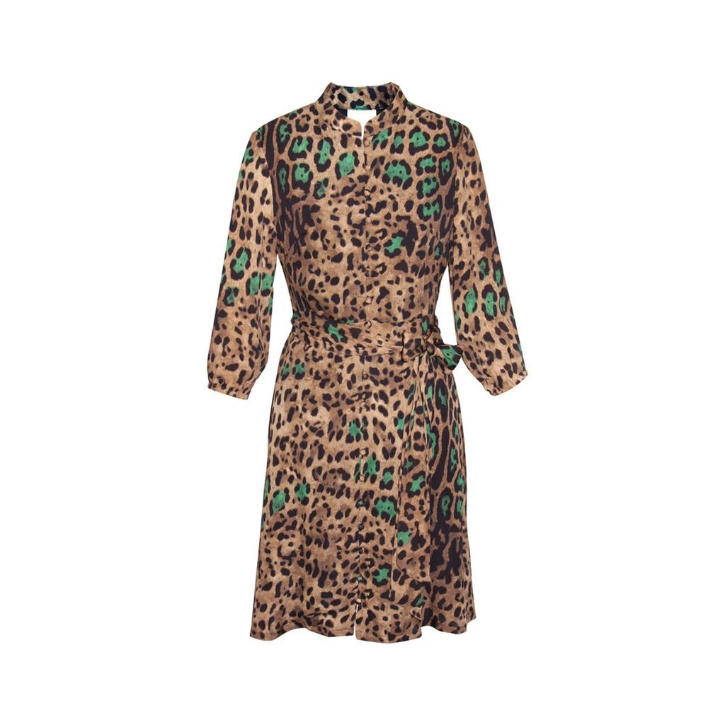 Women's Leopard Print Button Up Dress Small @WHITE by Gosia Orlowska