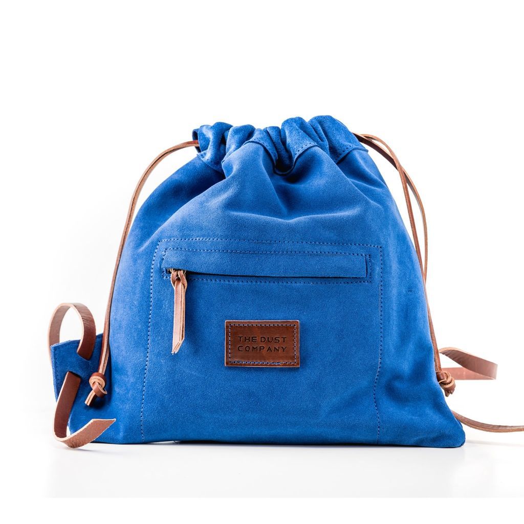 Women's Leather Backpack In Suede Blue THE DUST COMPANY