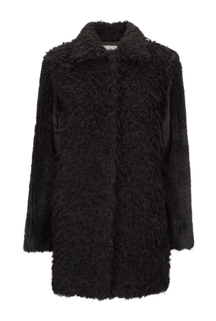 Women's Mix Faux Fur Panel Coat - Black Extra Small James Lakeland
