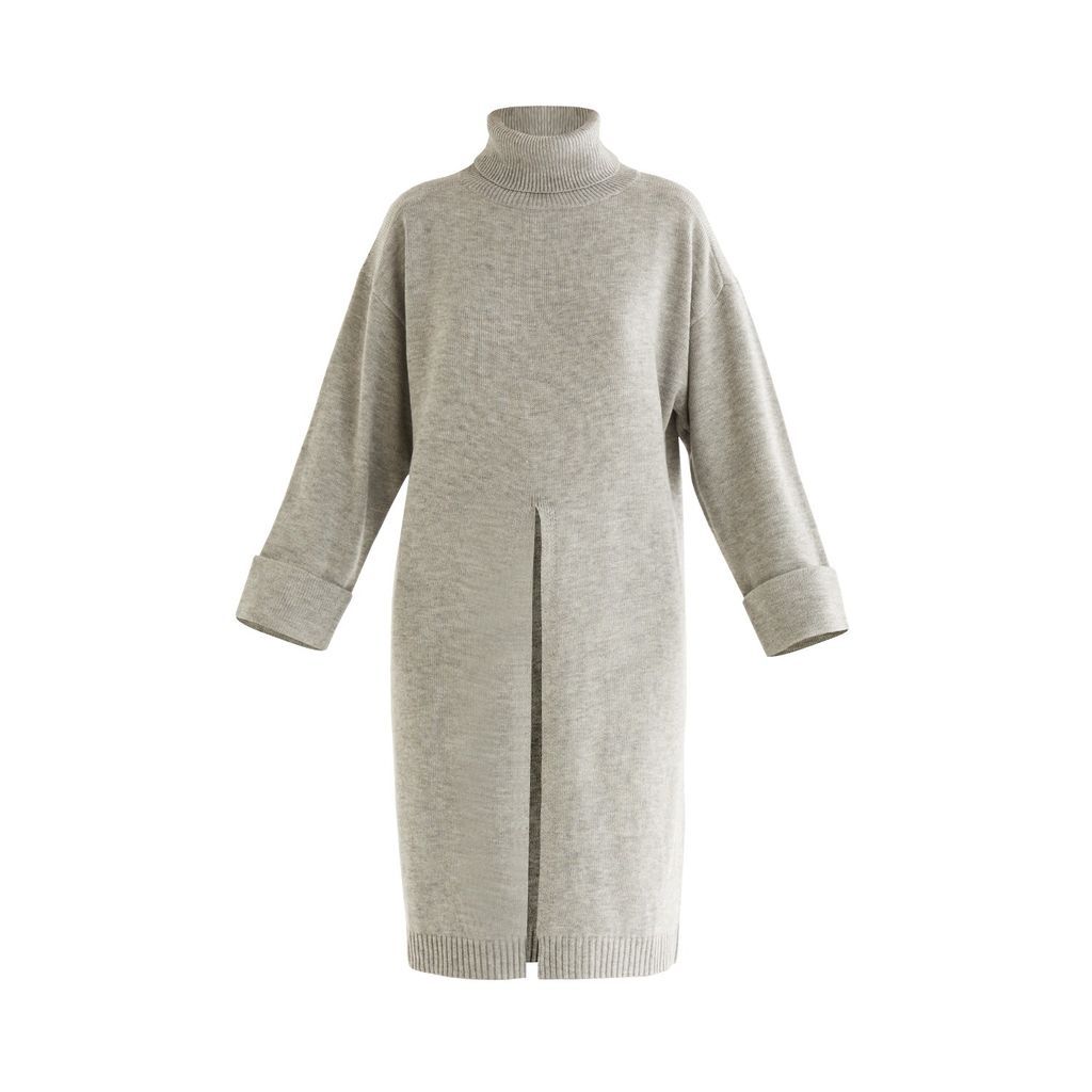 Women's Knitted Split Jumper Dress In Grey S/M PAISIE