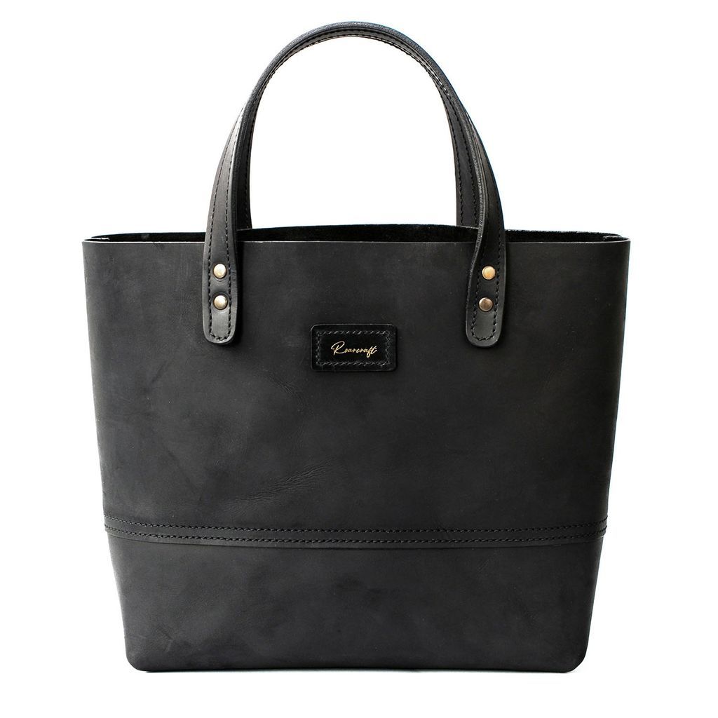 Women's Leather Tote Bag - Black One Size Roarcraft