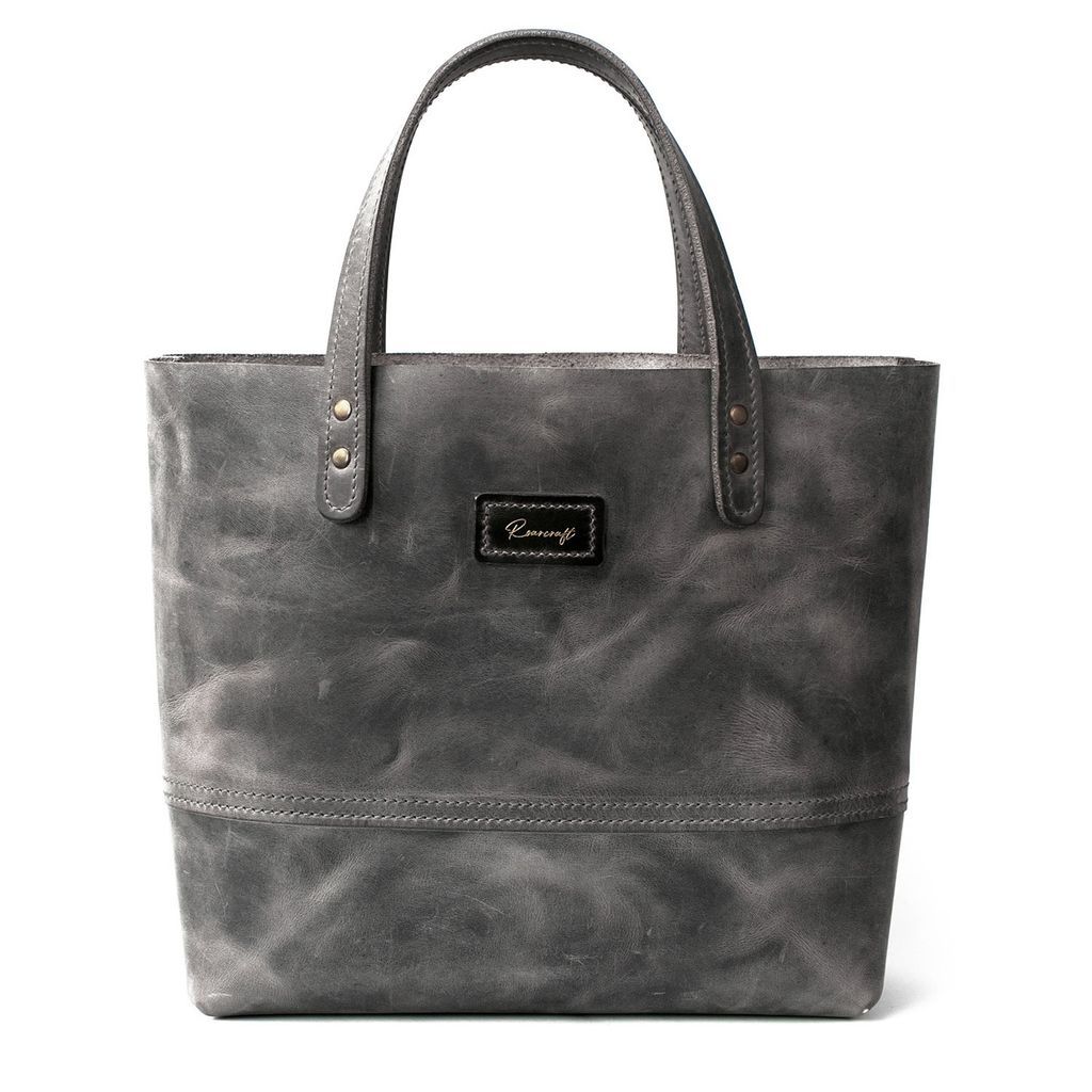 Women's Leather Tote Bag - Grey One Size Roarcraft