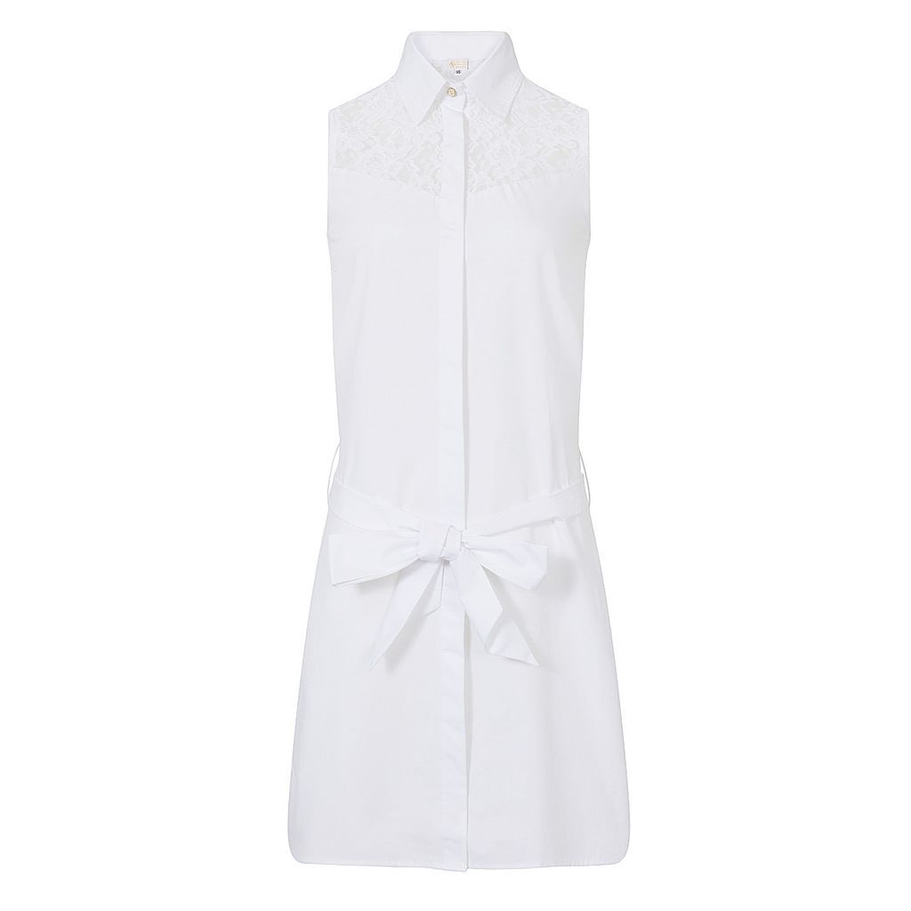 Women's White Cotton Classic Dress Medium Sophie Cameron Davies