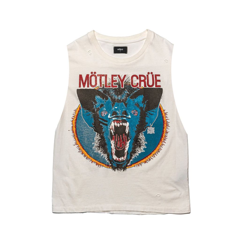Women's 'Every Mothers Nightmare' Motley Crue Vintage Tank - Relic White Xxs Wolf & Badger