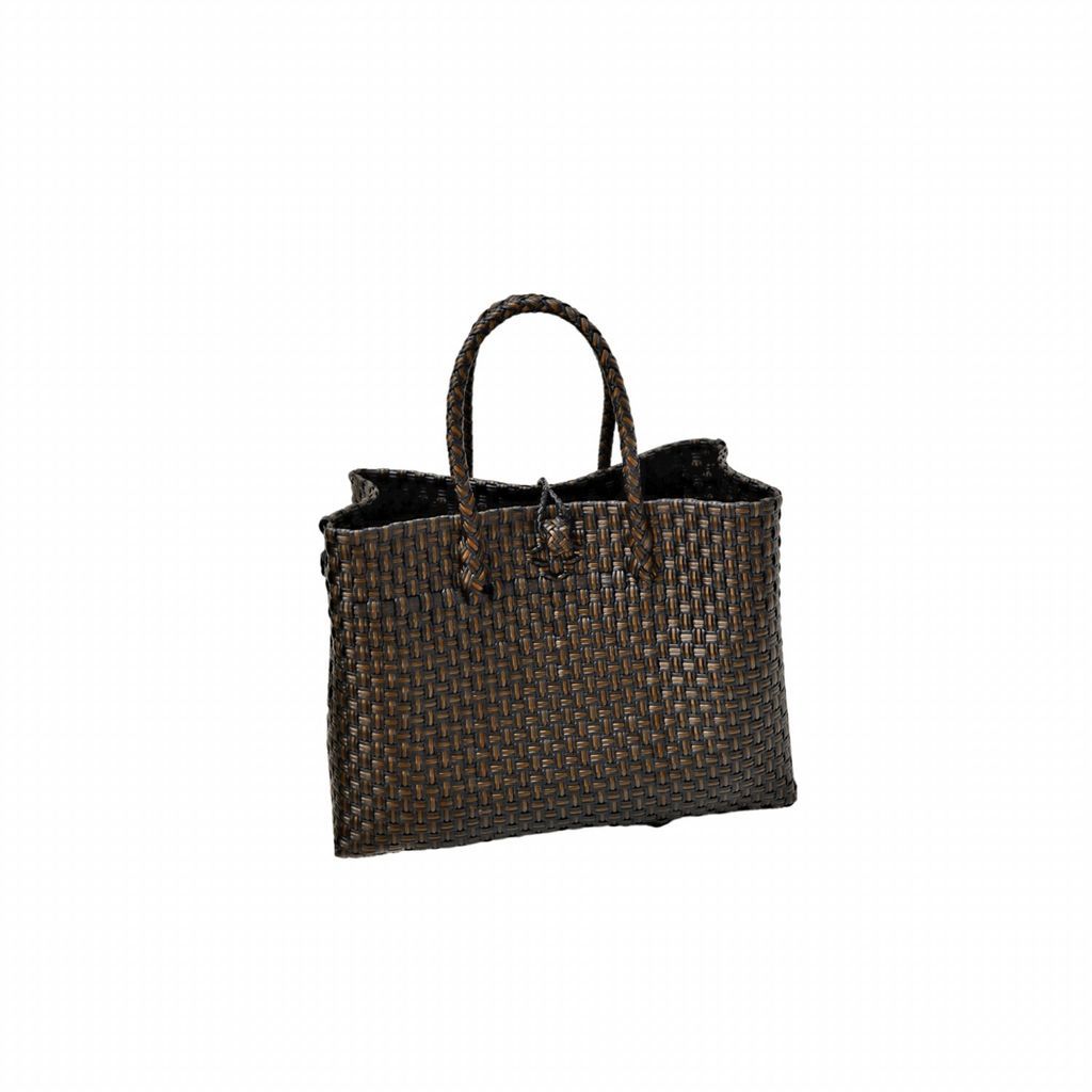Women's Lola Recycled Plastic Woven Tote Large - Black/Brown Multi Pink Haley
