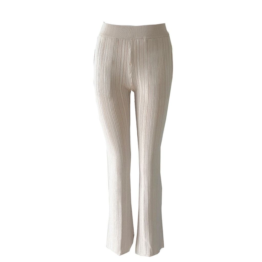 Women's Nola Rib Knit Pants - Off-White With Camel Xs/S Róu So