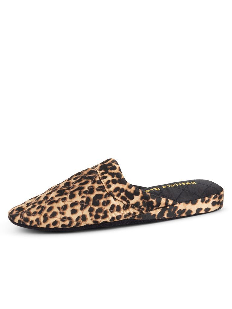 Women's Neutrals Jackie Satin Quilted Slipper Leopard 5 Uk Patricia Green