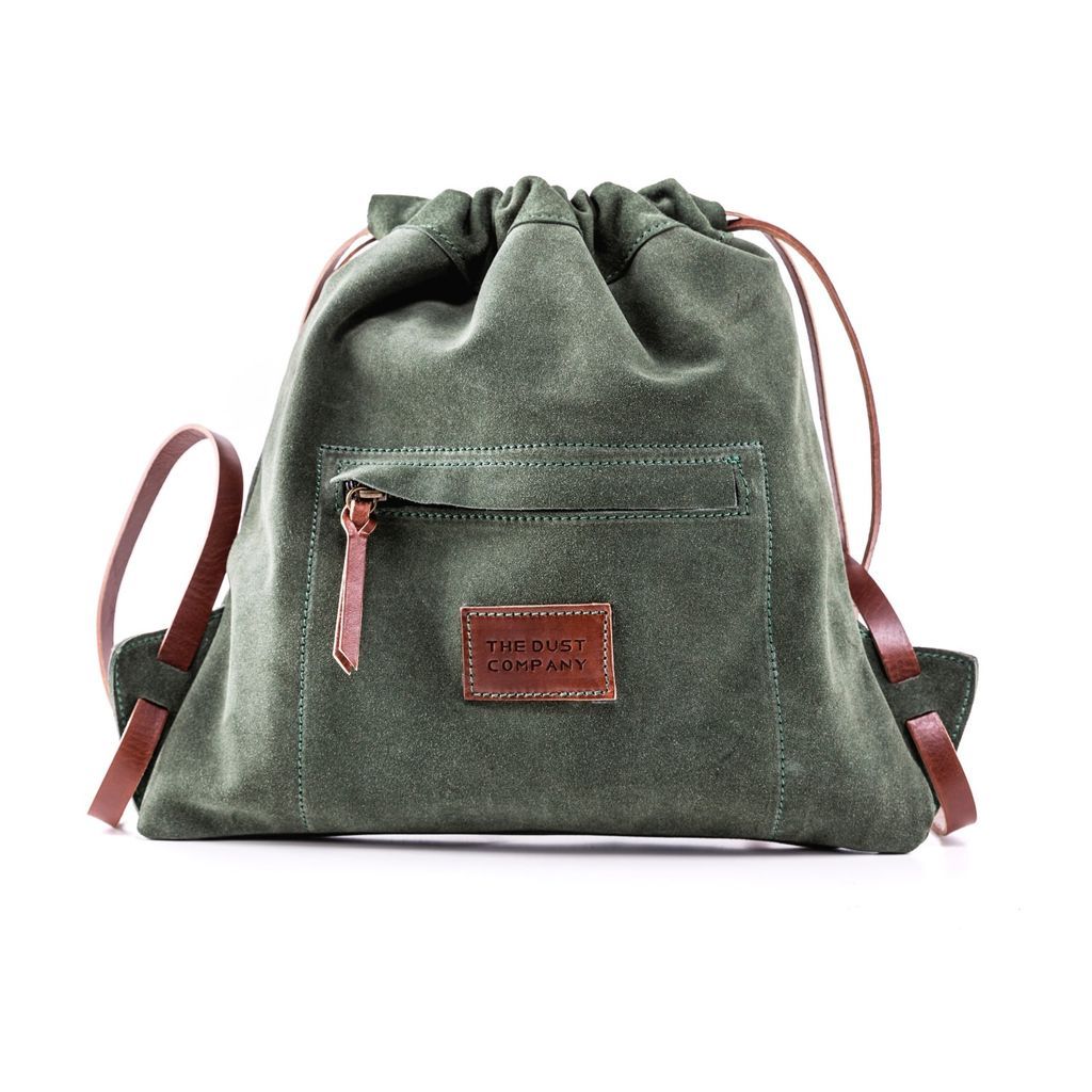 Women's Leather Backpack In Suede Green THE DUST COMPANY