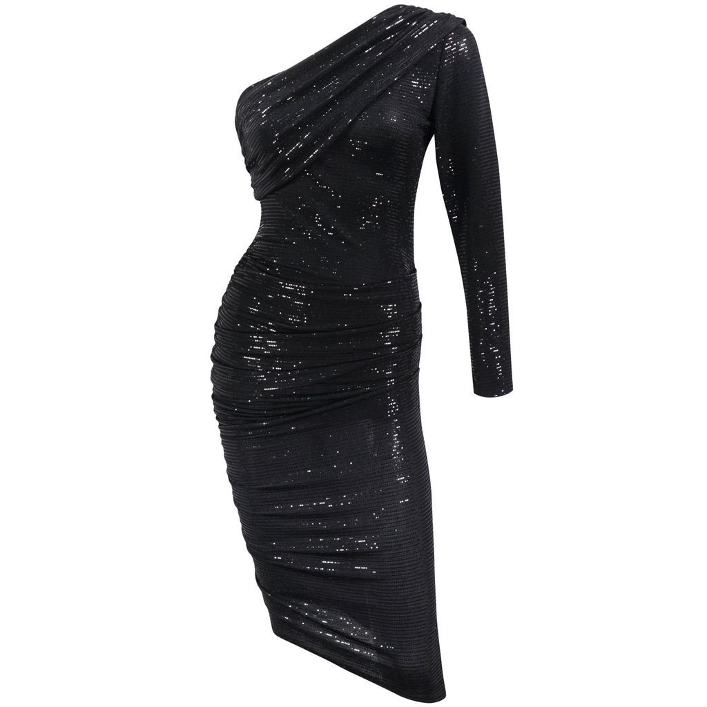 Women's In The Limelight Black Sequin One Sleeve Dress Extra Small Me & Thee