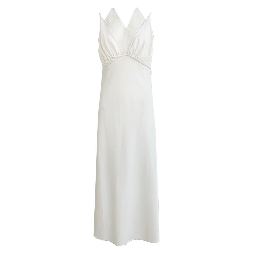 Women's Iris Lace Maxi Satin Dress - Pearl White Extra Small Róu So