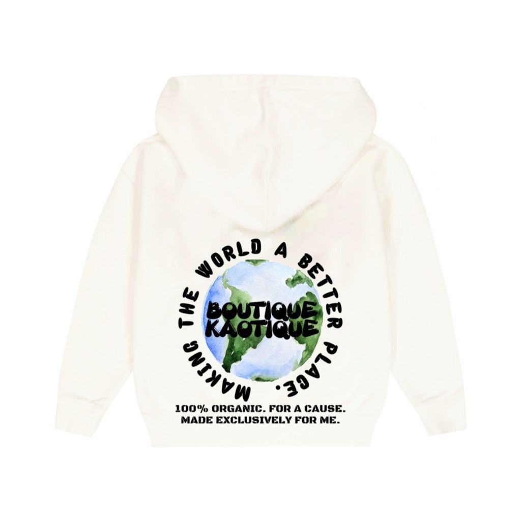 Women's Making The World A Better Place Off White Organic Cotton Hoodie. Extra Small Boutique Kaotique