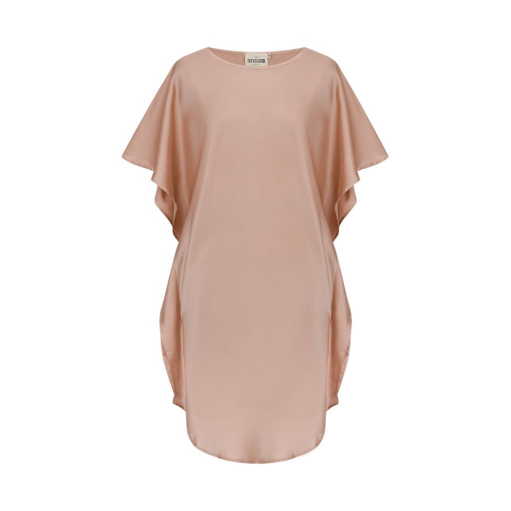 Women's Neutrals Lotus Silk Dress - Cocoa Butter Extra Small The Annam House