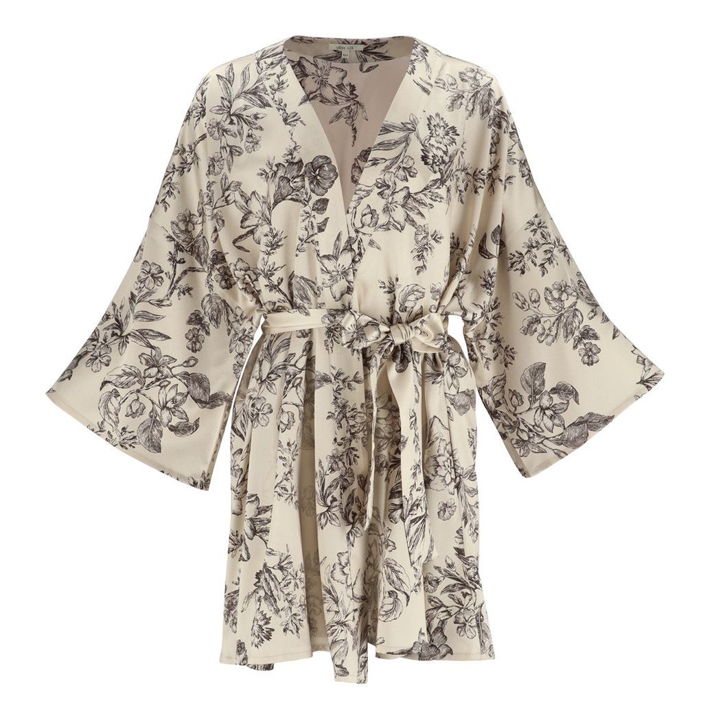 Women's Neutrals Short Silk Kimono Dress 