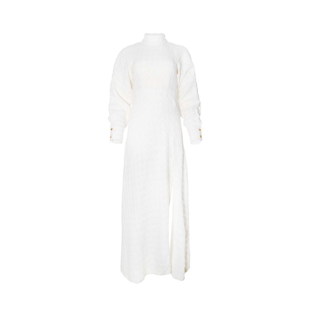 Women's Pearl White Long Sleeve Maxi Dress Extra Small ADIBA