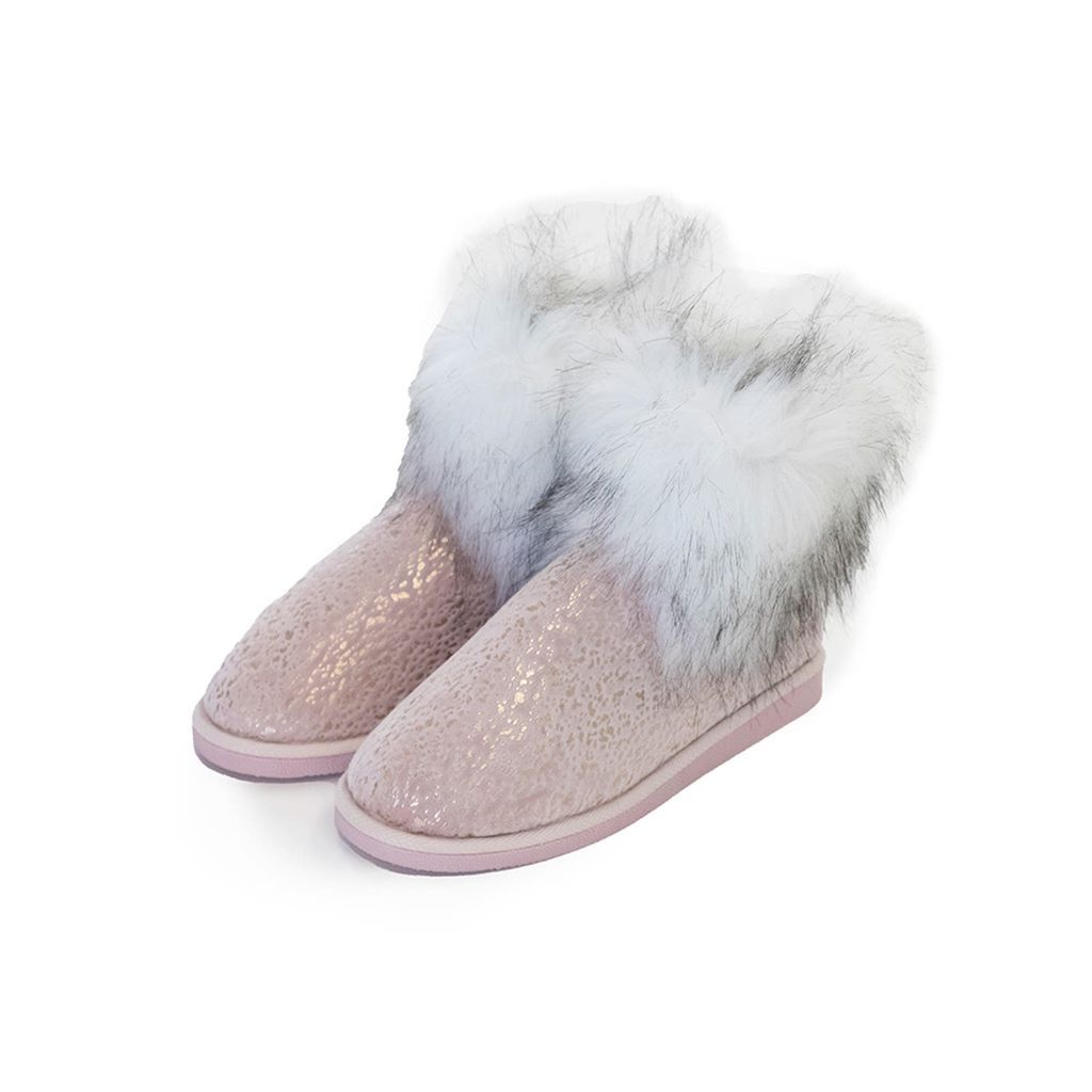 Women's Pink / Purple Foil Detail Fur Lined Bootie Slipper Giselle In Pink Small Pretty You