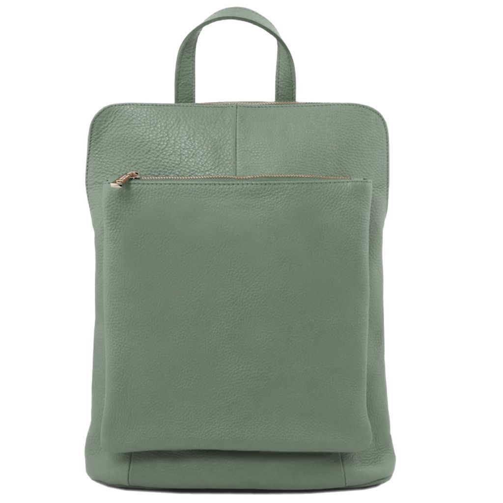Women's Green Sage Soft Pebbled Leather Pocket Backpack Bag Badin Sostter
