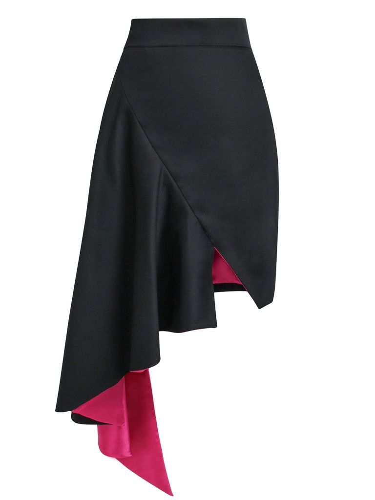 Women's Corporate Elegance Asymmetric Midi Skirt Black Small Tia Dorraine