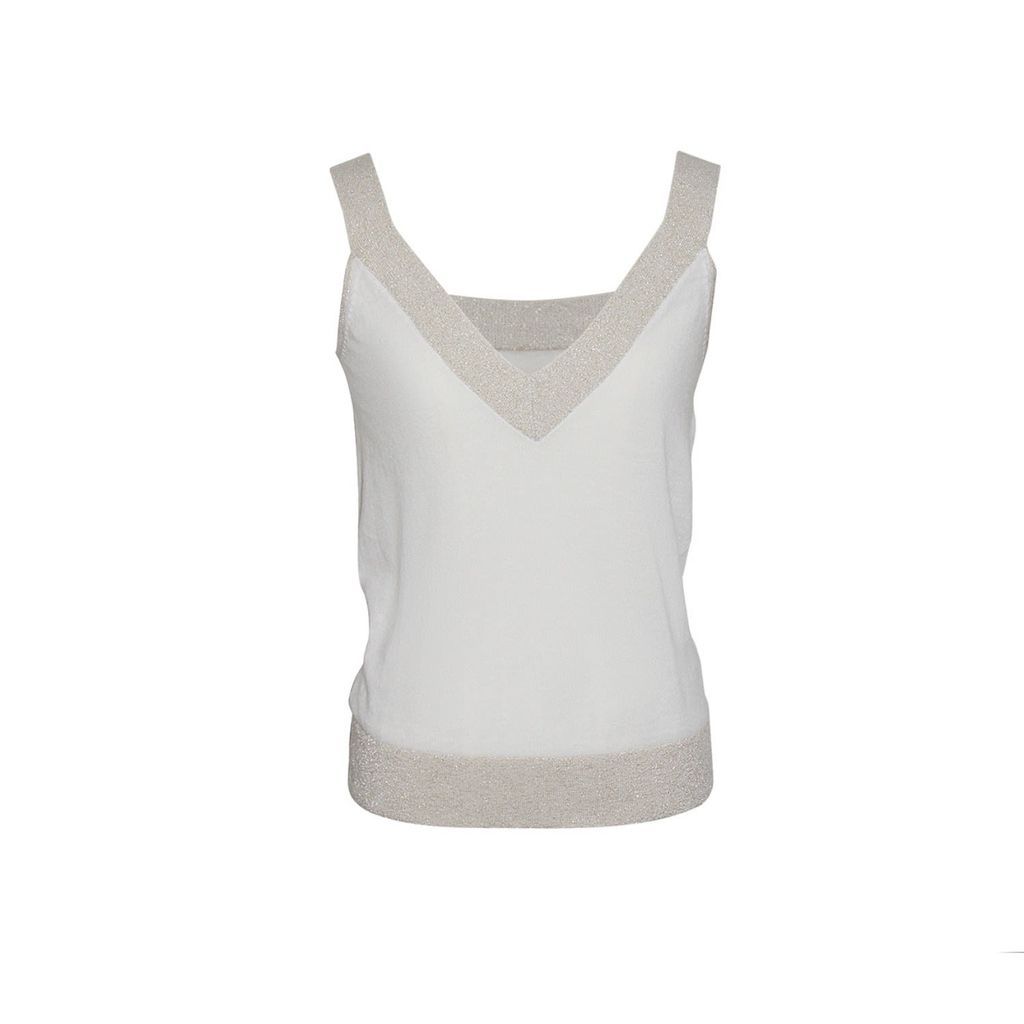 Women's Knit V-Neck Tank Top - White M/L @WHITE by Gosia Orlowska