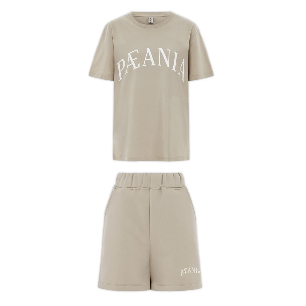 Women's The Essential Organic Cotton Short & T-Shirt Set - Neutrals Extra Small Dion of Pæania
