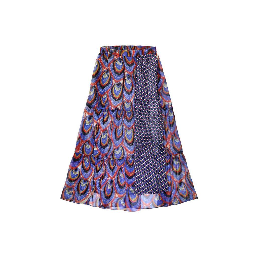 Women's Tiered Skirt Peacock Royal Blue Small Zoelle