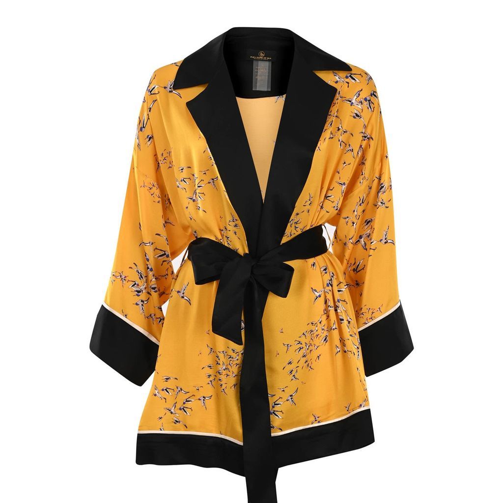 Women's Sun Birds Silk Kimono One Size Pleasure Of Silk