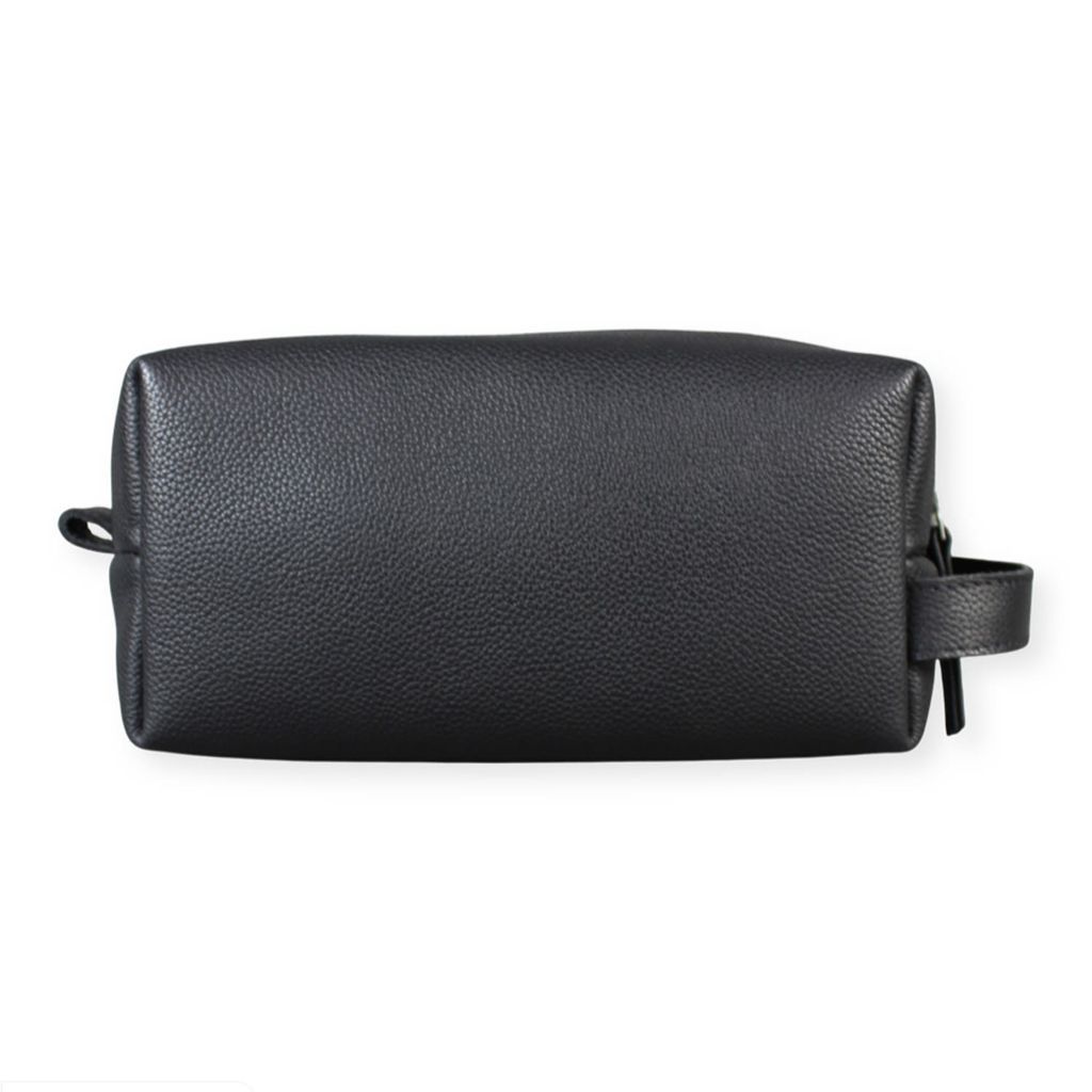 Black Leather Cosmetics Bag With Gunmetal Zip LeatherCo.