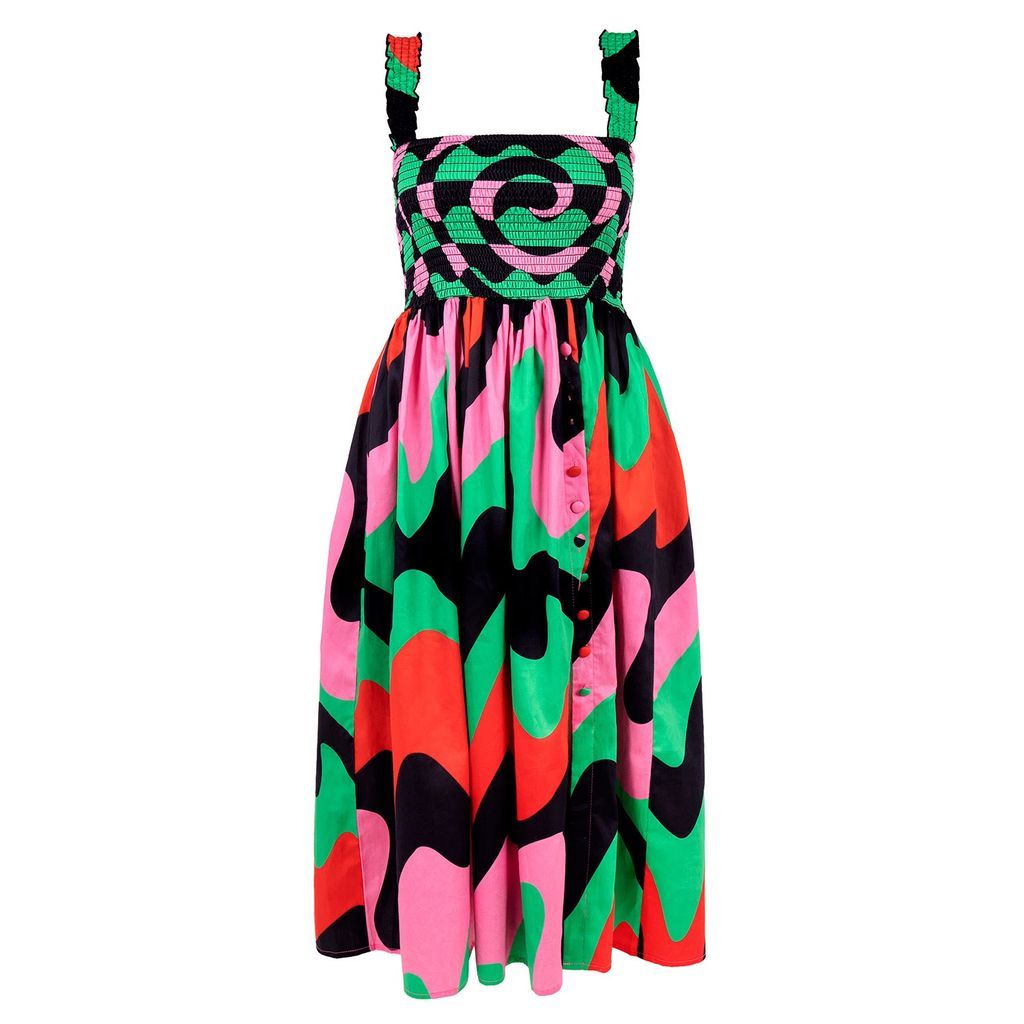 Women's Green / Black / Pink Groovy Maxi Dress Extra Small La Come Di
