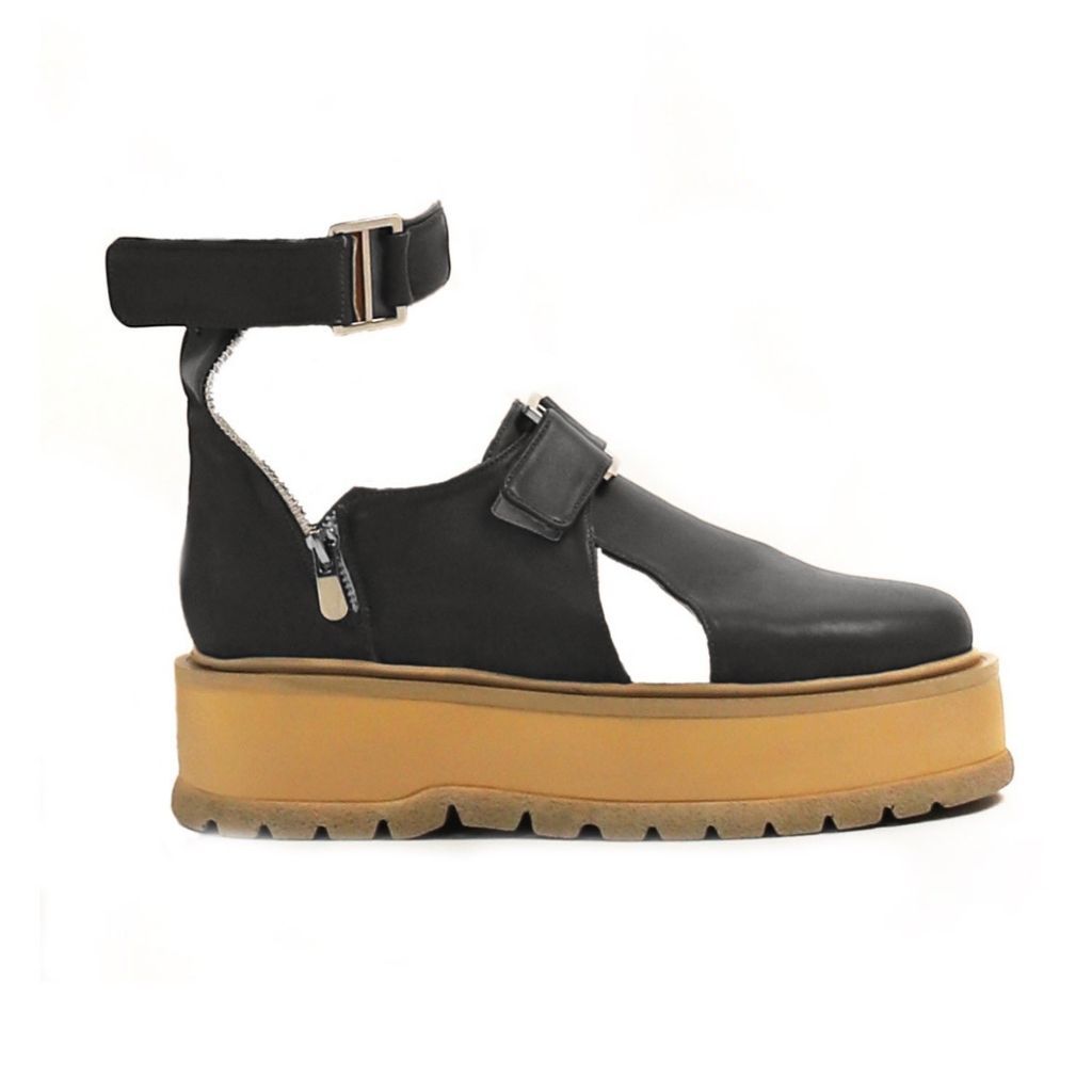 Black Wear Natural Leather Women's Platform Sandals In Dark Chocolate 3 Uk