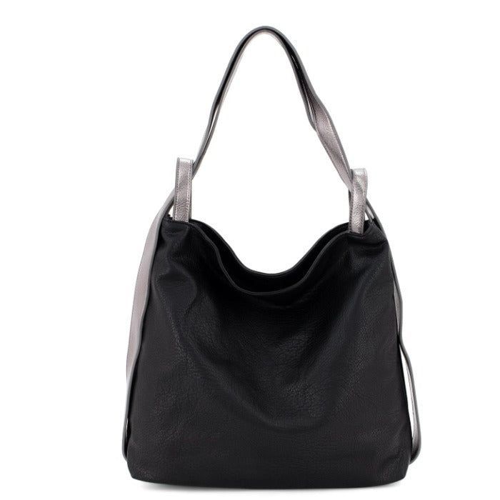Women's Black Vegan Leather Convertible Tote Backpack Bdbxi One Size Sostter