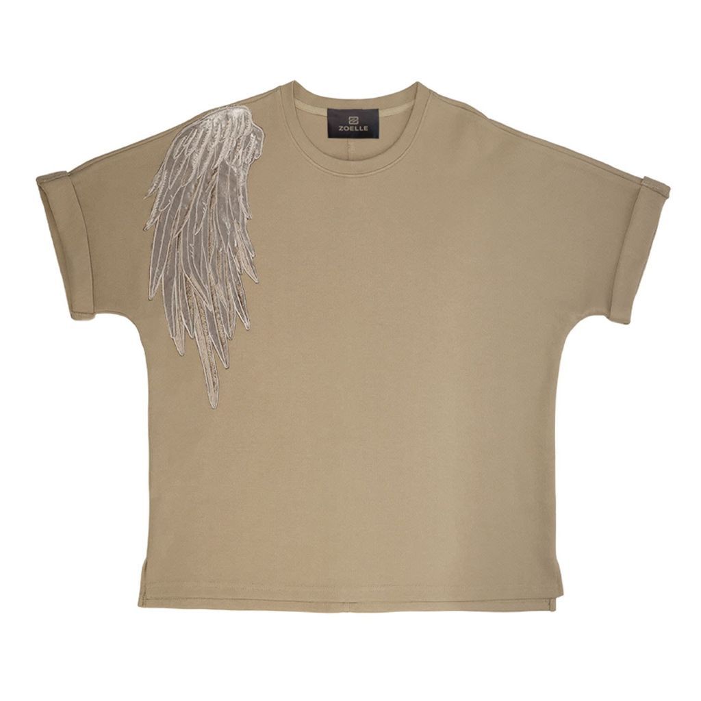 Women's Embroidered Pique Tee Sand One Size Zoelle