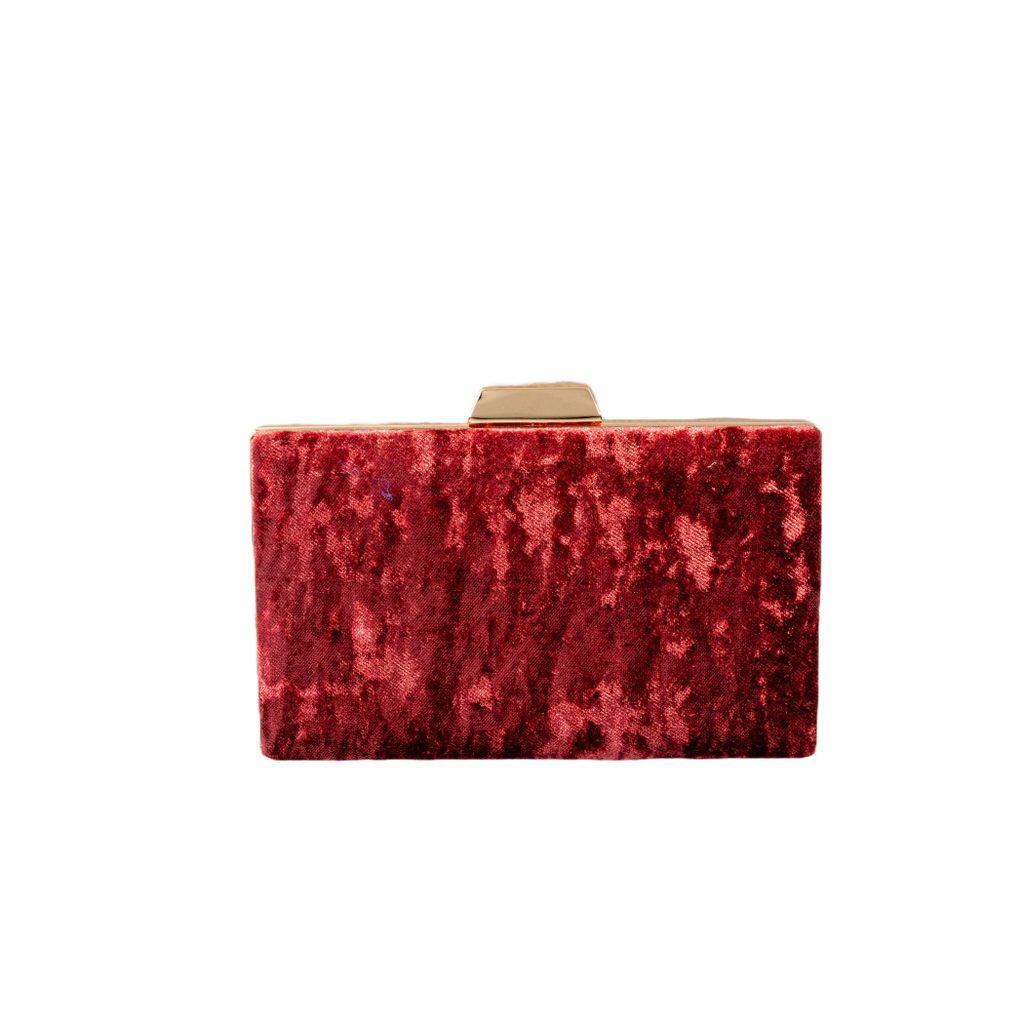 Women's Evening Box Clutch Sustainable Bag Red Velvet Sling One Size KAPDAA - The Offcut Company