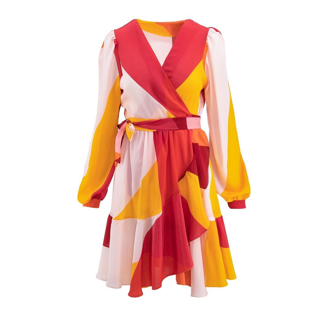 Women's Red Yvette Short Silk Print Dress Extra Small Framboise