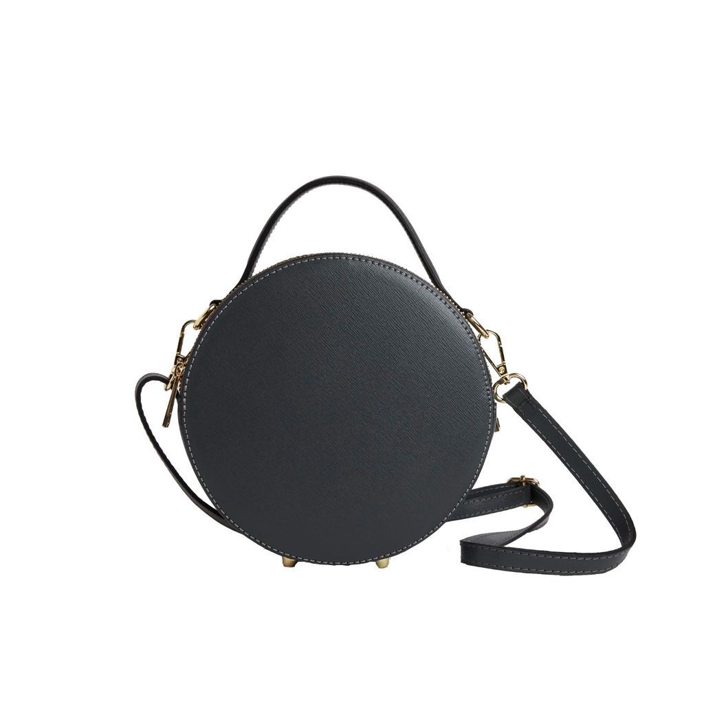 Women's Rome Round Circle Crossbody Bag In Dark Grey With Snake Strap One Size Betsy & Floss