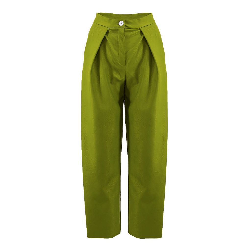 Women's Green Ecoleather Olive Trousers Extra Small BLUZAT