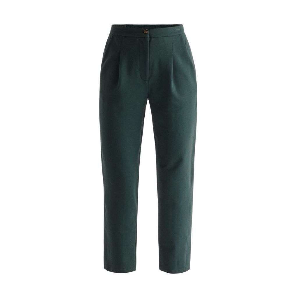 Women's Elasticated Waist Jersey Trousers In Dark Green Large PAISIE