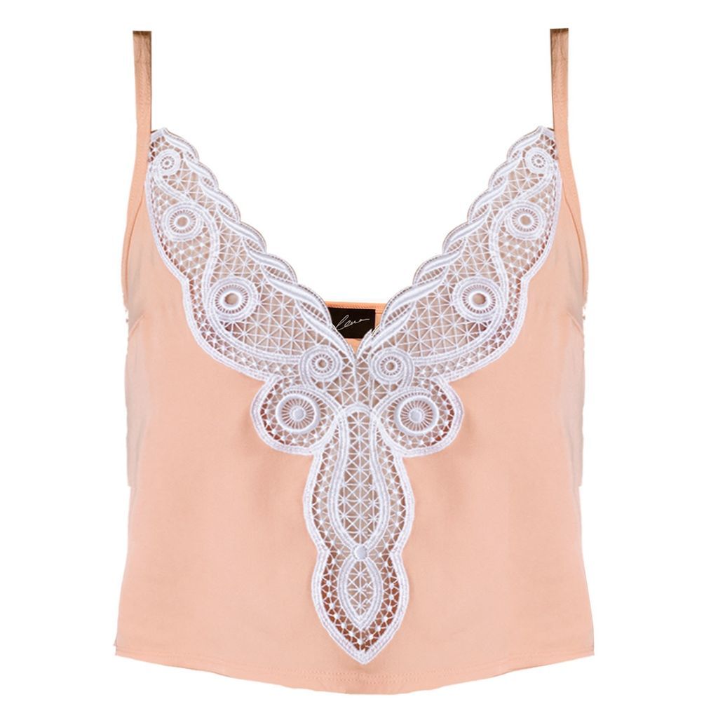 Women's Pink / Purple Lace Detail Camisole Top Peach Extra Small Lenagerie