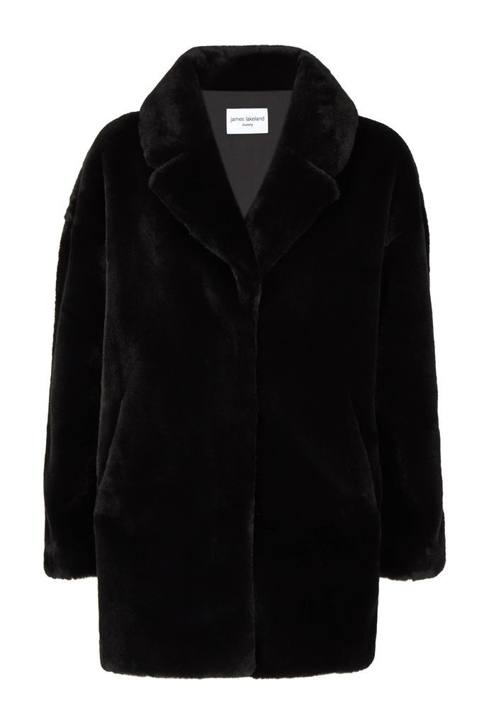 Women's Faux Fur Coat - Black Large James Lakeland