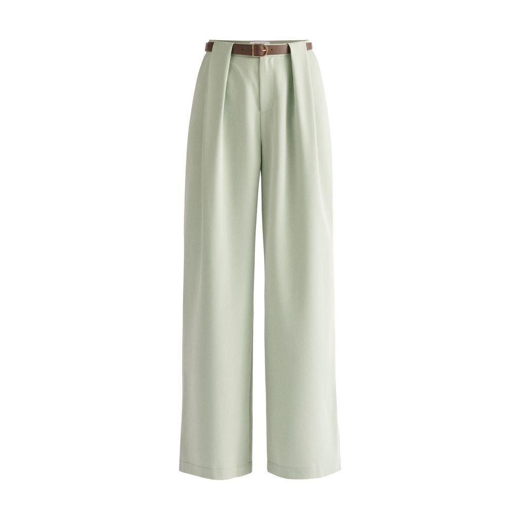 Women's Belted Pleated Trousers In Mint Green Medium PAISIE