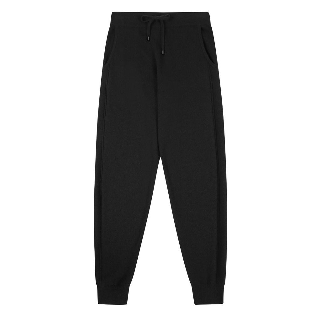 Women's Cashmere Joggers In Black Large Loop Cashmere