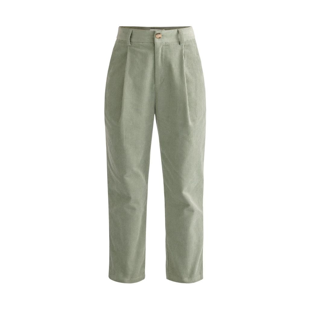 Women's Pleated Corduroy Trousers In Mint Green Small PAISIE