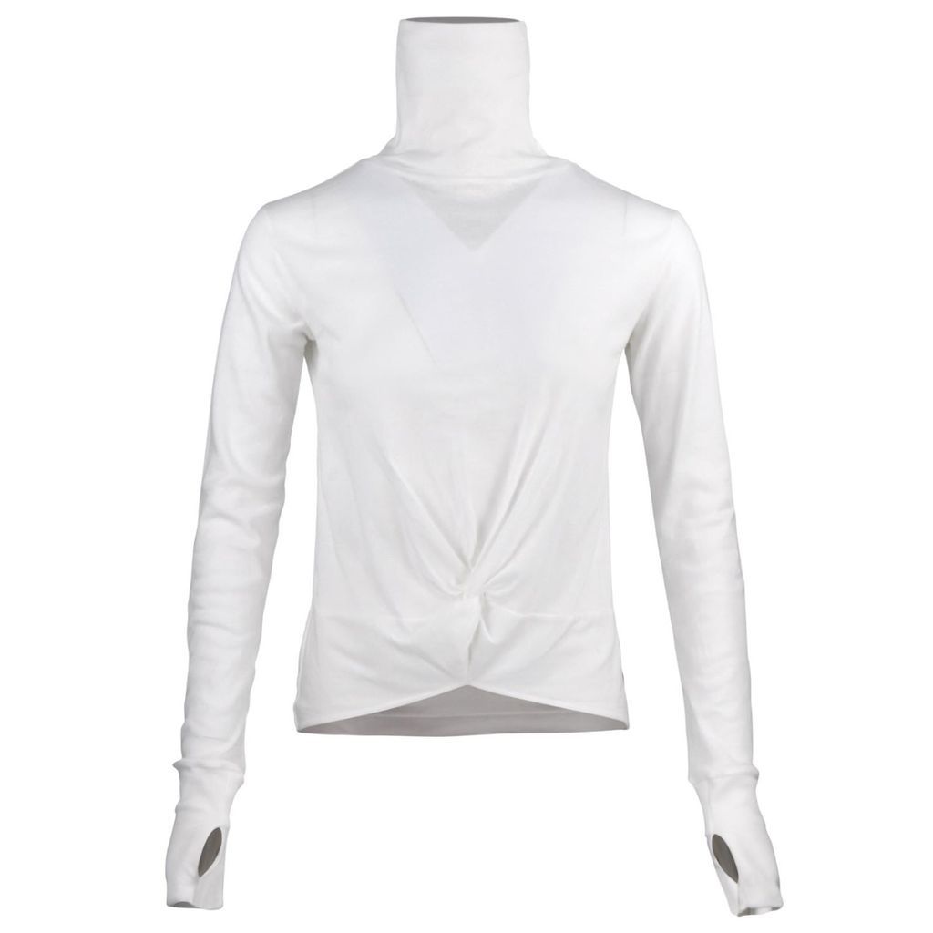 Women's White Rerversible Knotted Long Sleeve Turtleneck - Ivory S/M Hands To Hearts