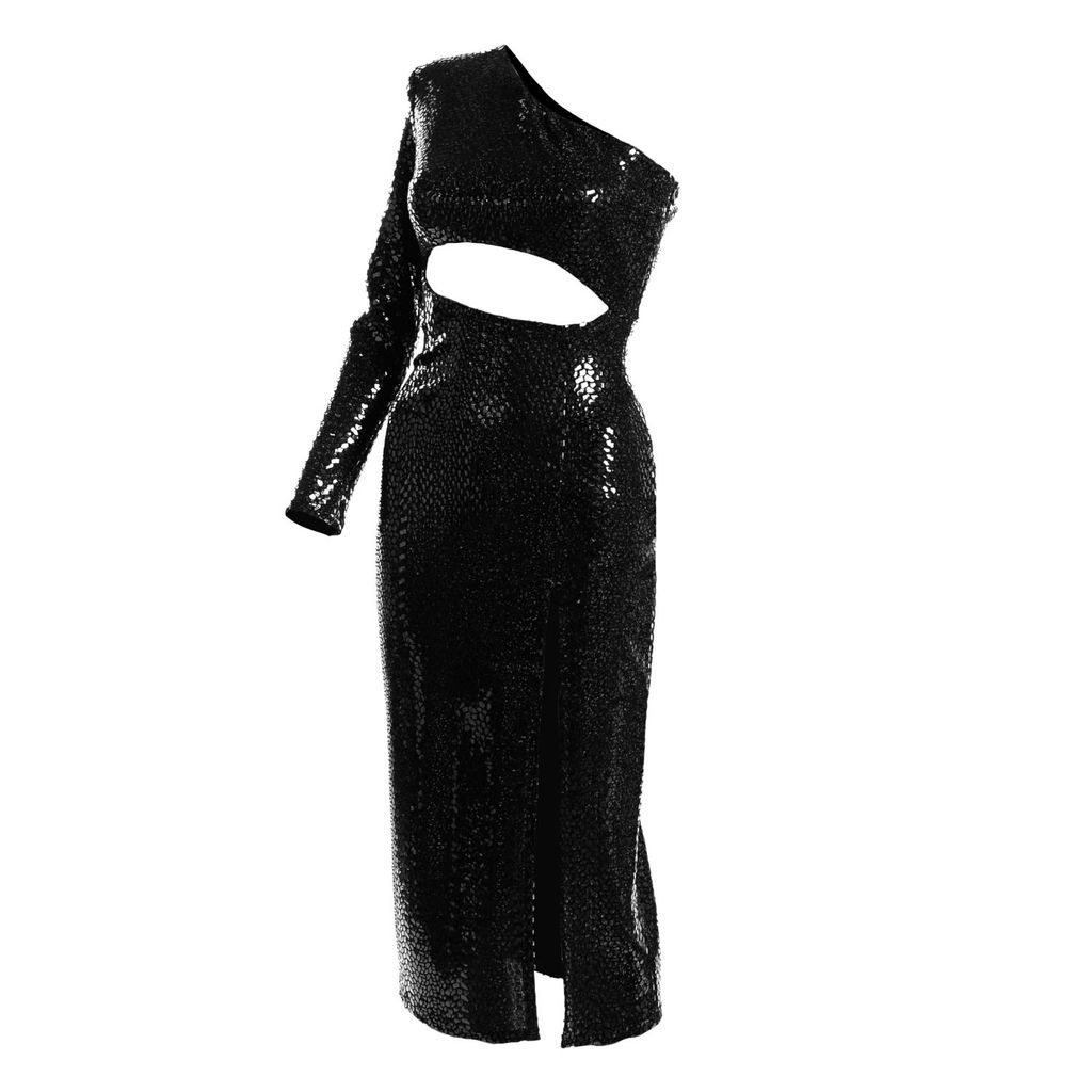 Women's Asymmetrical One-Sleeve Dress - Black Extra Small VICTORIA RAINER