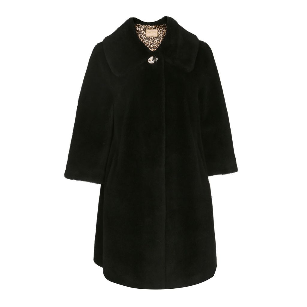 Black 'The Lady Vanishes' 100% Wool Swing Coat In Nero Xxs/Xs Santinni