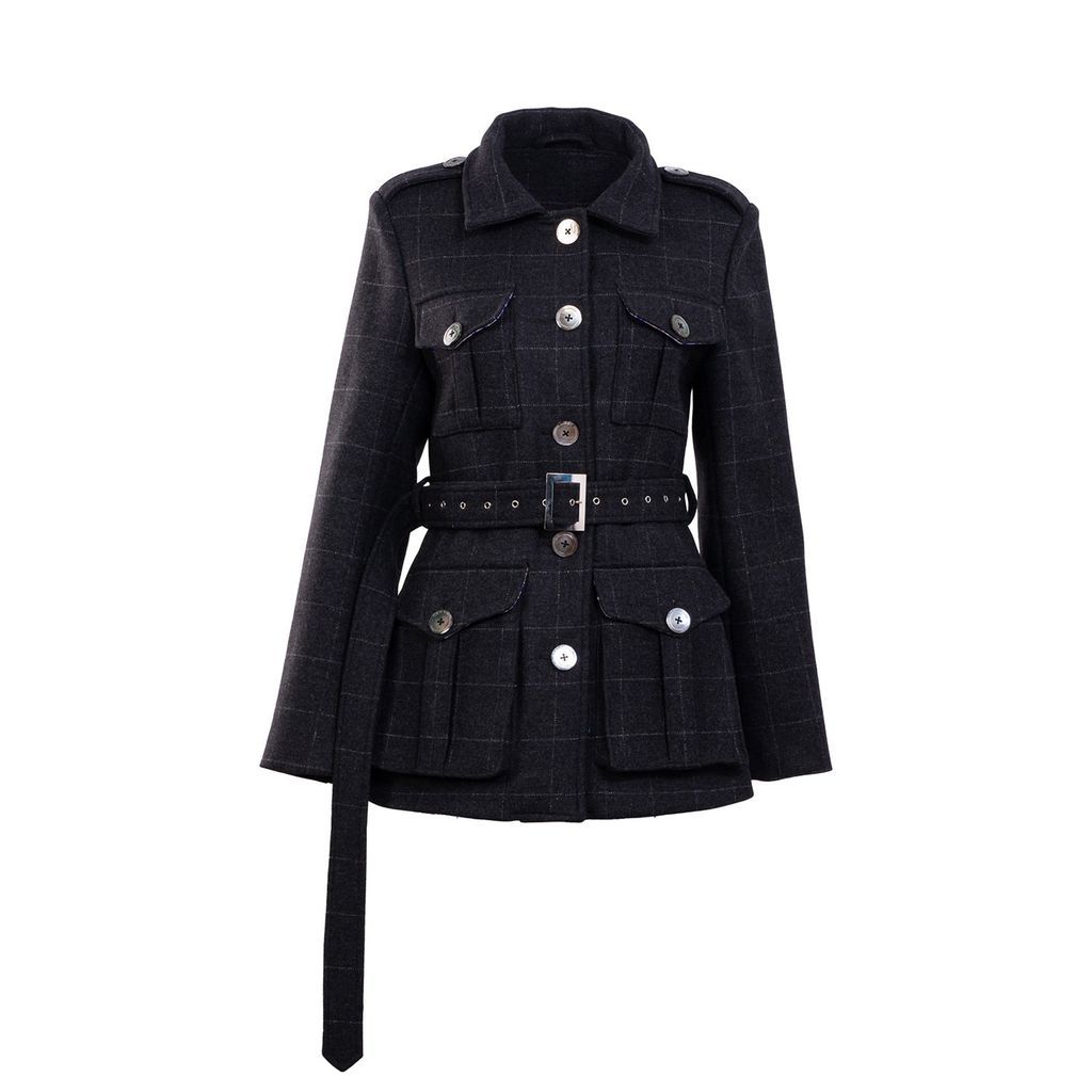 Black Women - Jacket - Premium Felt Cotton - Don Vito - Dark Charcoal In Retro Style Extra Small Yvette LIBBY N'guyen Paris