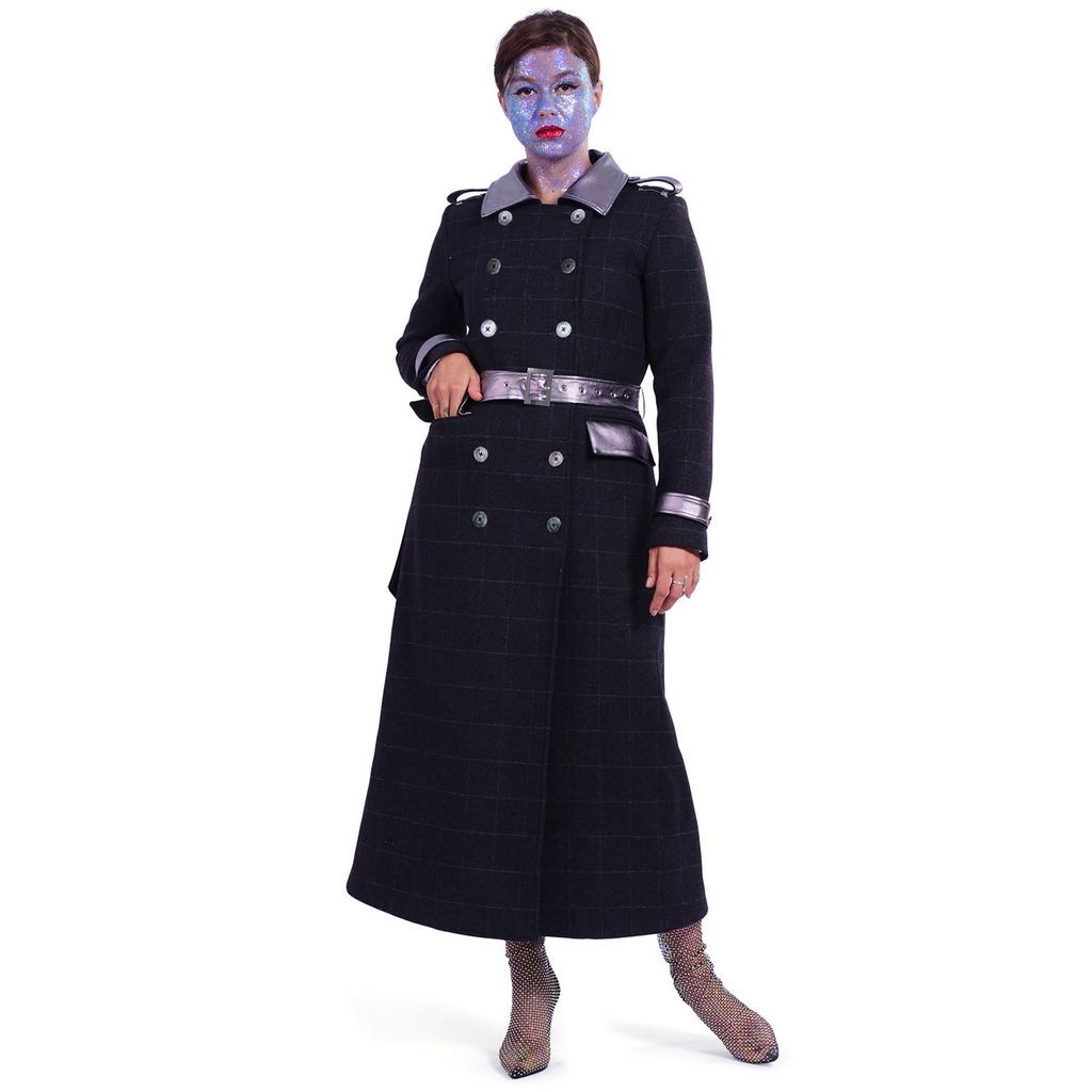 Black Women - Trench Coat - Premium Felt Cotton - Michael Corleone - Dark Charcoal In Contemporary Style Extra Small Yvette LIBBY N'guyen Paris