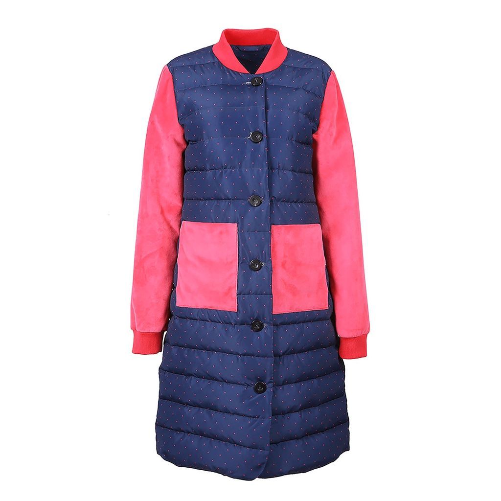 Blue / Red Women - Fashion Puffer Trenchcoat - Navy Peony & Pink Yarrow - Les Garcons Et Les Filles Extra Small Yvette LIBBY N'guyen Paris